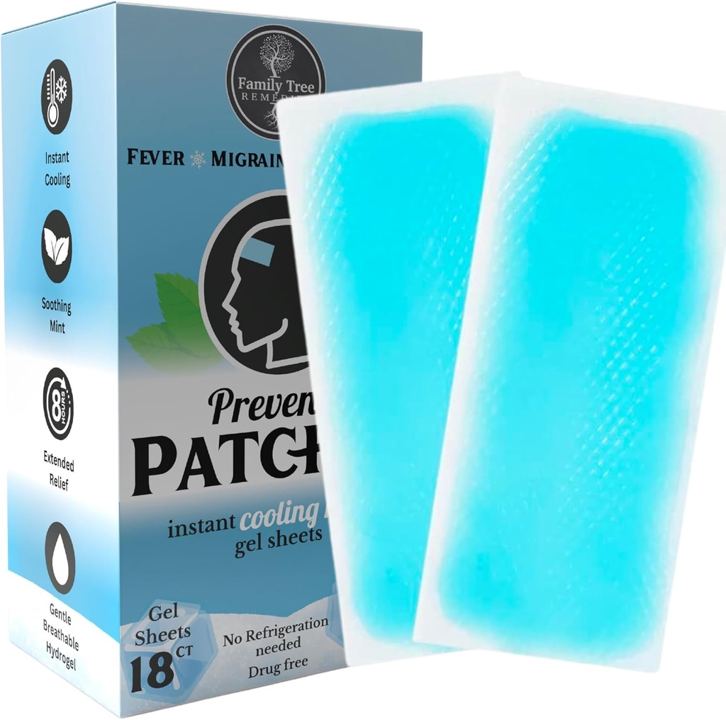 18 Cooling Gel Head Strips for Headache, Fever, and Discomfort: Preventa Patches