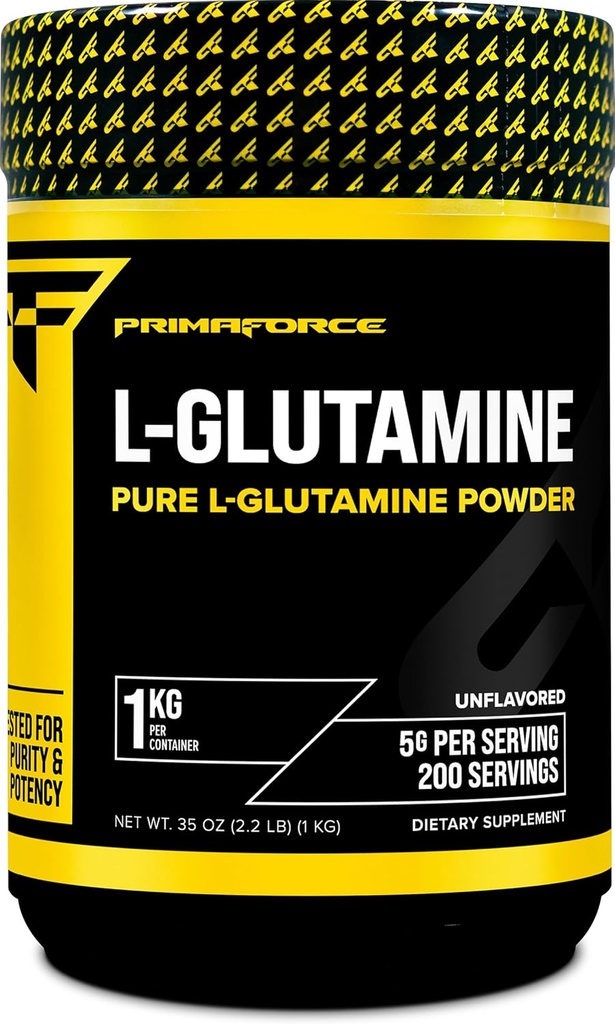 Primaforce L-Glutamineの粉1000のグラム(1 KG) 不燃 - 純粋なL-Glutamineの粉、サービングごとの5g、GMOなし、グルテンフリー、200のサービング
