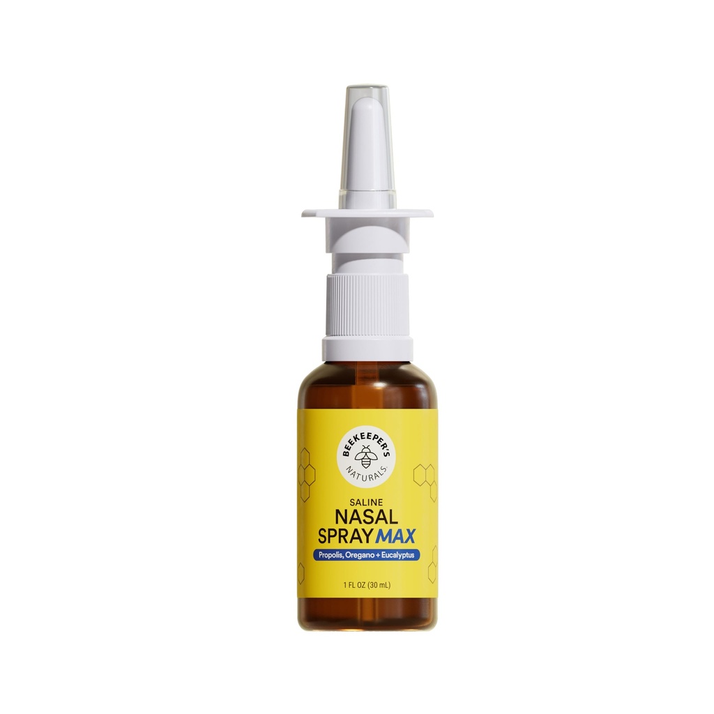 Beekeeper's Naturals Propolis鼻リンススプレーマックス、大人w / Eucalyptus、オレガノ&サリン、鼻の混雑をクリアし、Sinus運河を保湿し、Sinusキャナルキャビティを飾る、1 fl oz