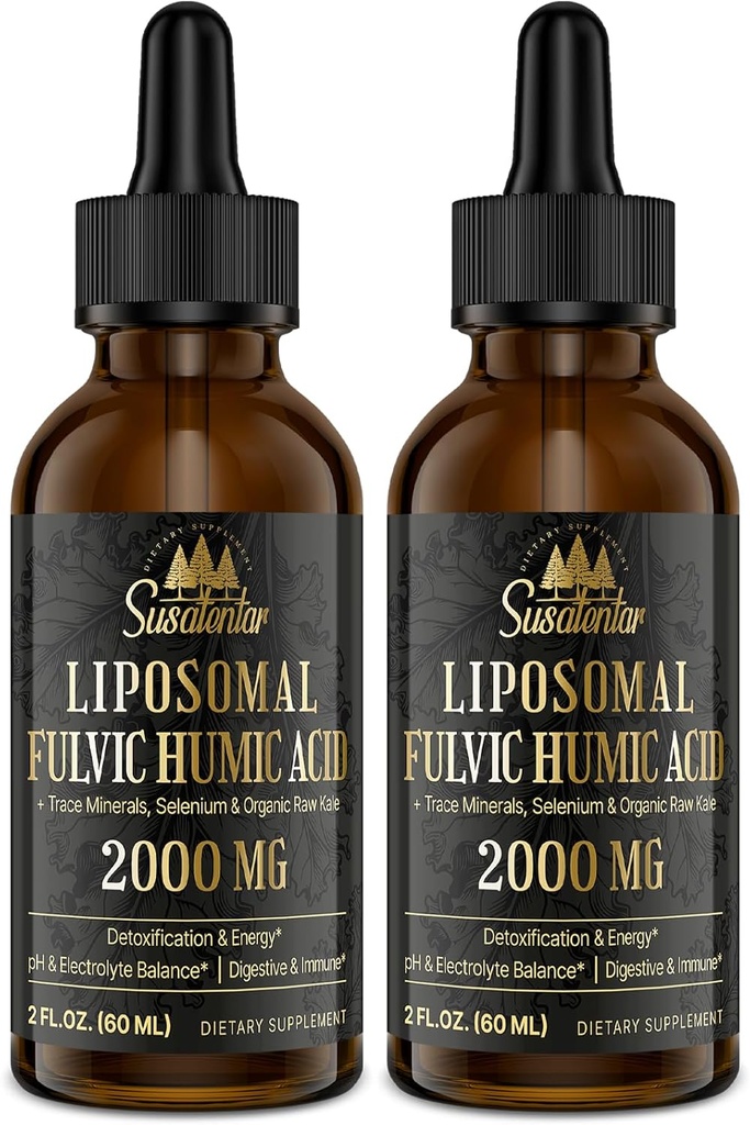 微量ミネラル 電解液滴 2000 MG | 液状リポソーム フルヴィック ヒューマム酸サプリメント | 85+ 微量ミネラル | 水素化 | 解毒 | エネルギー | pH バランス | 消化 | 免疫 | 4 Oz