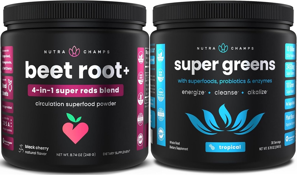 NutraChampsビートルートパウダー - グリーンズスーパーフードパウダー