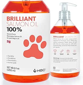 犬・猫・子犬用ブリリアントサーモンオイル | オメガ3 魚油 液体サプリメント DHA・EPA 脂肪酸 | 皮膚・コート・免疫システム・関節機能支援 | ホフセバイオケア (10oz)