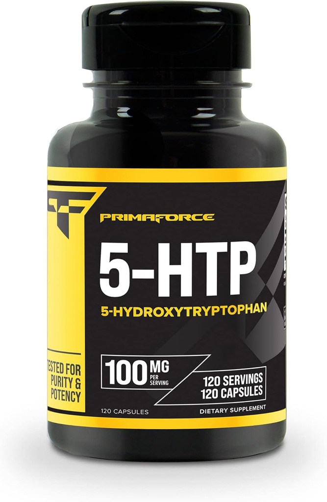 Primaforce 5-HTP 100mgの補足、120のカプセル、サービングごとの100mg、5-Hydroxytryptophan