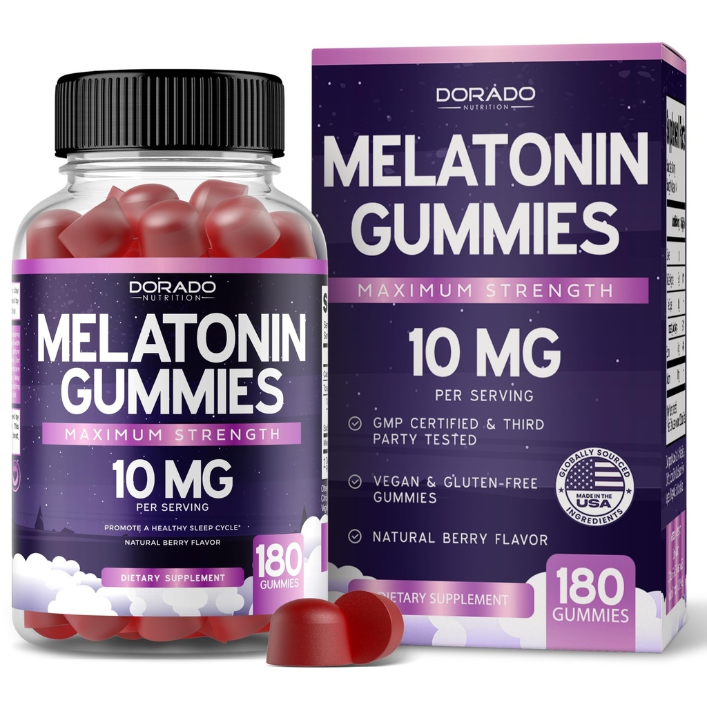 Melatoninは大人(180の計算)のための10mg - 速い分解のMelatoninのグミー-大人のためのGummy 10mg-高い効力-混合されたベリーの味-非GMOのビーガン補足及び米国でなされる