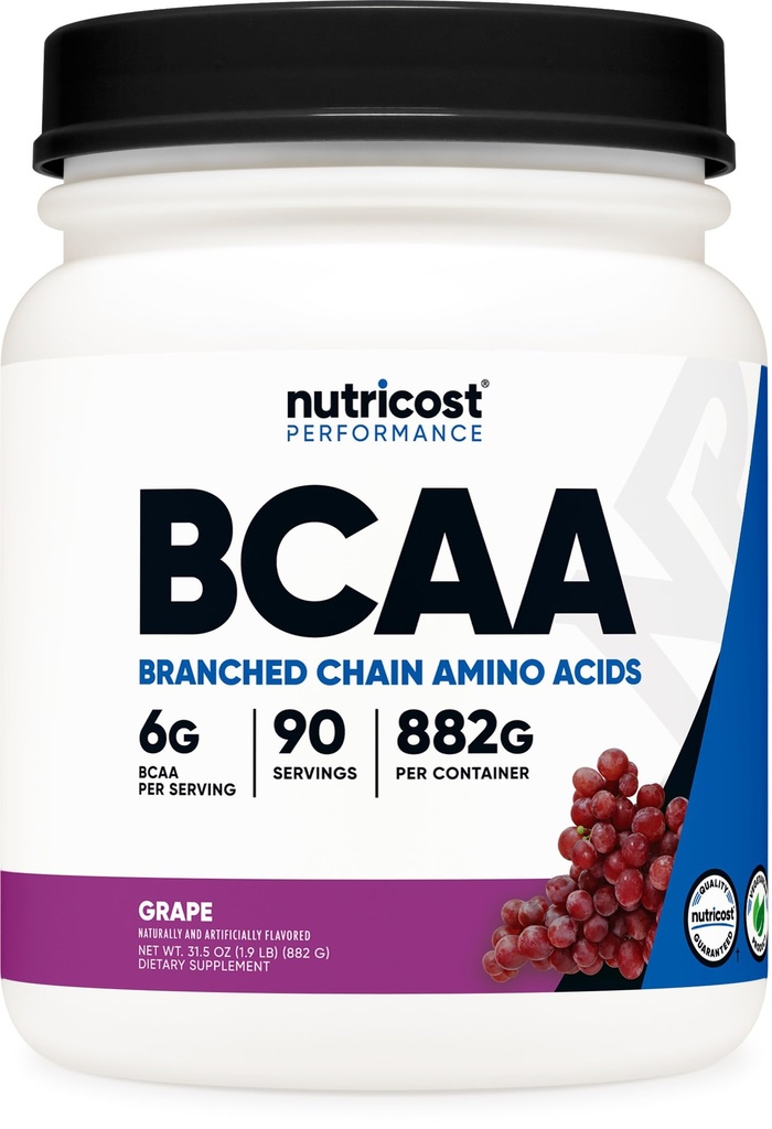 Nutricost BCAAパウダー(Grape、90サービング) - 最適2:1:1、ベジタリアン、非GMO