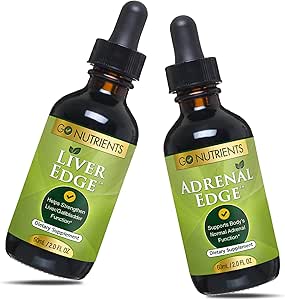 Go Nutrients Liver Edge & Adrenal Edge | Energy & Fatigue Supplement Cortisol Manager Liquid Drops Non-GMO, Gluten Free | Liver Cleanse & Advanced Liver Liquid Drops Supplement Milk Thistle Seed