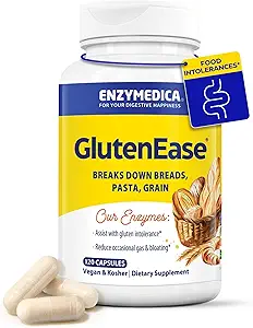 Enzymedica GlutenEase、女性と男性のための高度な消化酵素、Bloating救助と消化の健康のための高速作用式、Gluten&caseinを破壊するのに役立ちます、120カプセル