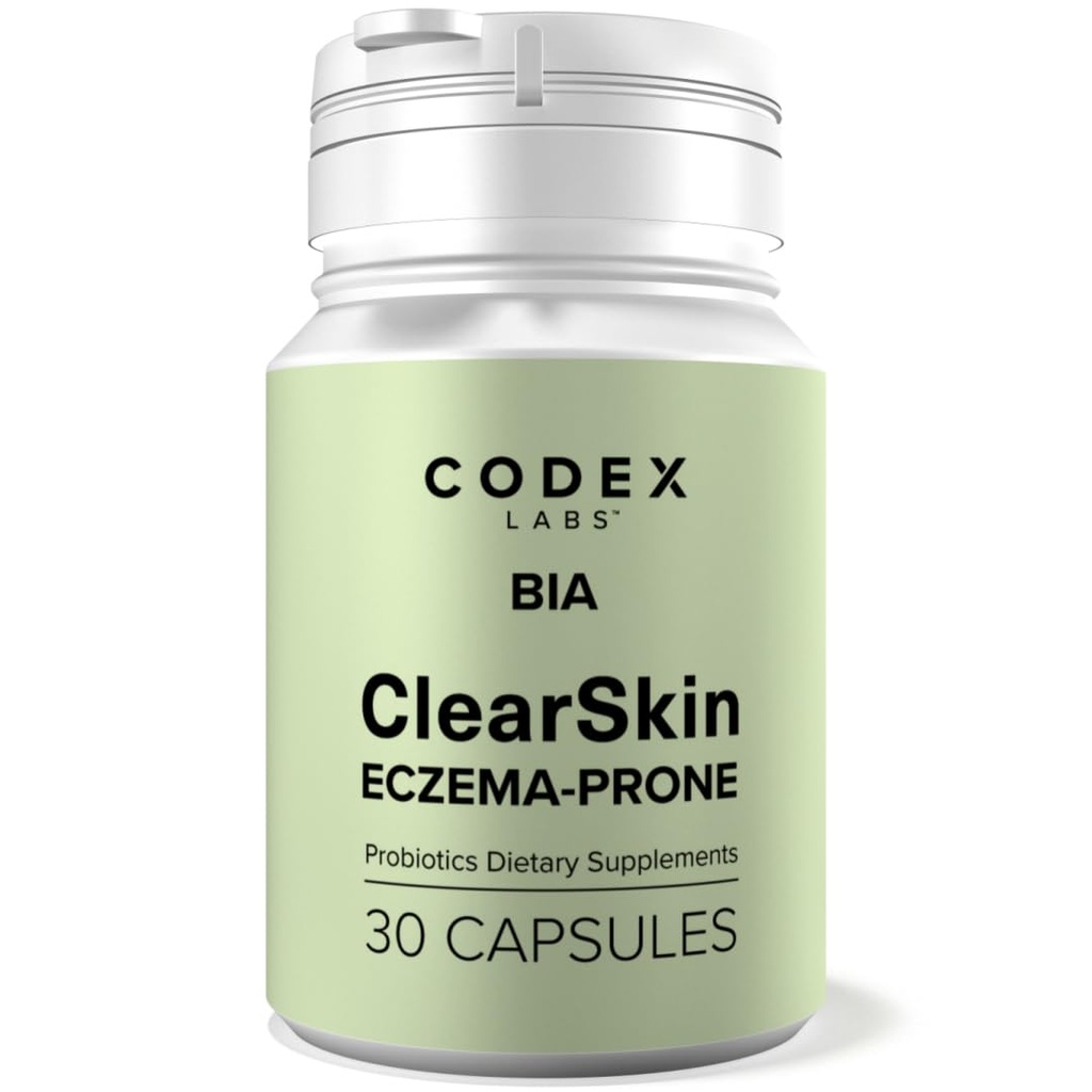 Codex Labs BIA Eczema Probiotic – 30 カプセル | 臨床的に実証済みのプロバイオティクス・プレバイオティック・ブルーベリーのEczema-Proneスキンの合成剤 | Gut-Skinバリア&免疫サポート | 30 日供給