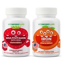子供のMultivitaminのChewables +鉄10mg +ビタミンCのChewablesの束