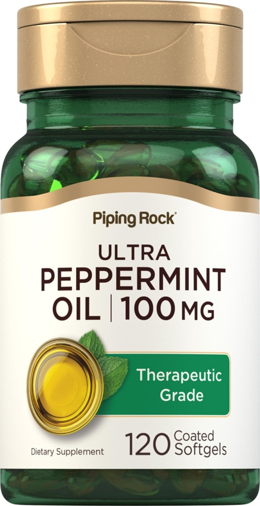 パイピングロックペパーミントオイルソフトジェルカプセル | 50mg | 120Pills | 治療グレードエキス | GMO・グルテンフリーサプリメント