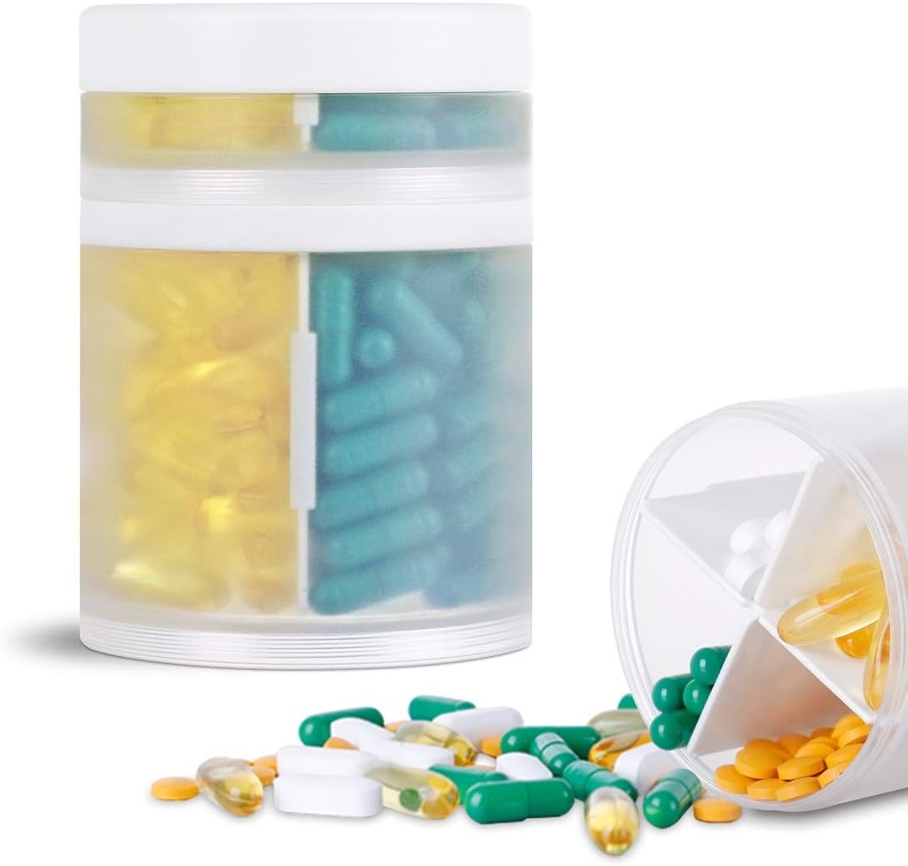 余分大きい補足のオーガナイザーおよび8 Compartmentsの二重層の薬ディスペンサーの毎月のビタミンのオーガナイザーの丸薬のびん、透明