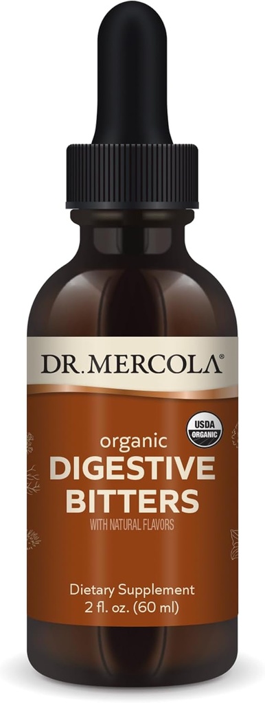 Dr. Mercola Organic Digestive Bitters Liquid Drops - Digestive Health Support - アルコールフリーフォーミュラ - 特長 Burdock Root、Dandelion Leaf、Fennel Seed&More - 2 fl。 oz。 (30 サービング)