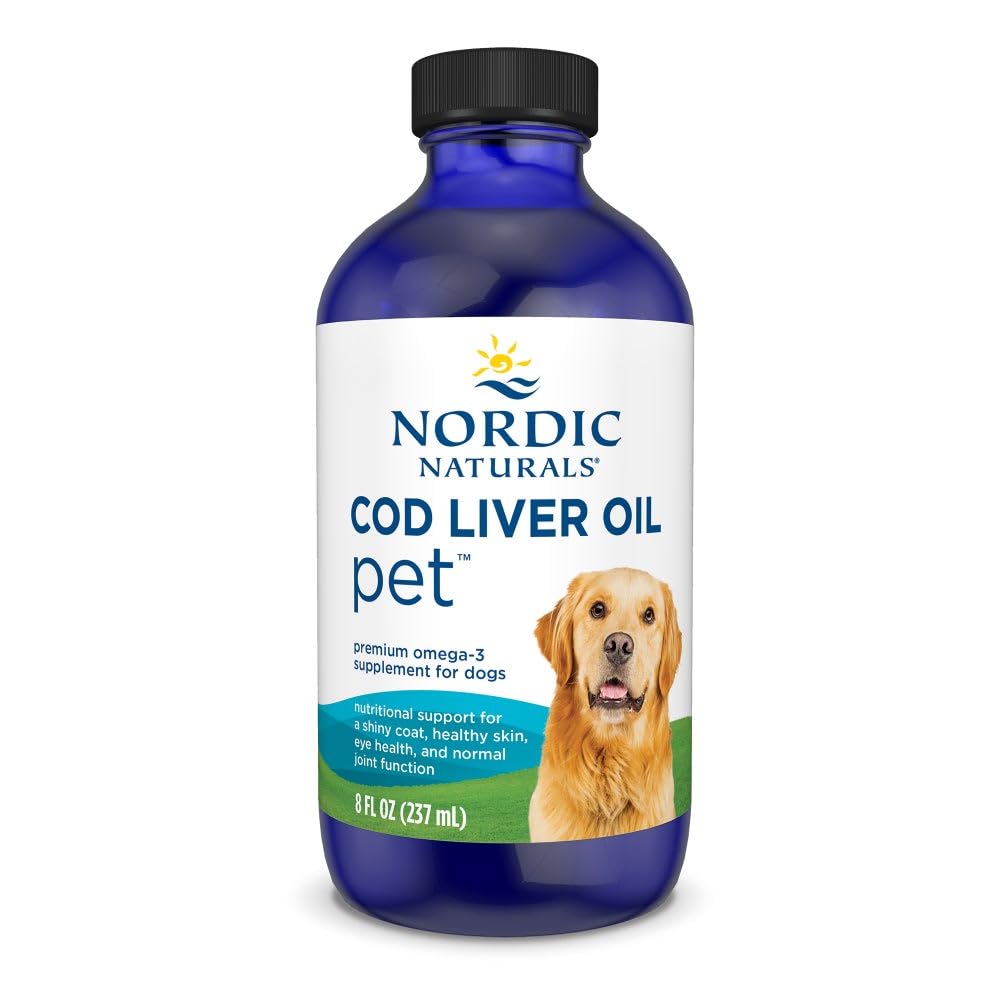 ノルディックナチュラルズペットタラ肝油、非風味 - 8オンス - 1048 mg Omega-3パーティースプーン - EPA&DHAと犬のための魚油 - 皮膚、コート、および免疫の健康を促進します
