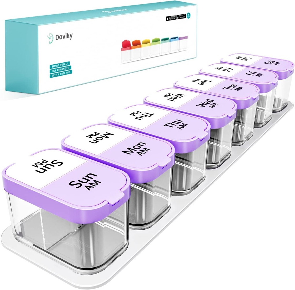 デイヴィキー大型ピルオーガナイザー7日、週刊XLピルボックス2日、ビタミン、サプリメント、医薬品のAM PM