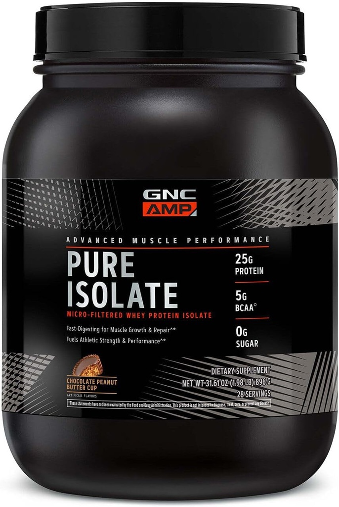 GNC AMP の純粋な隔離された乳蛋白質-チョコレート ピーナツのバター カップ(28 のサービング)