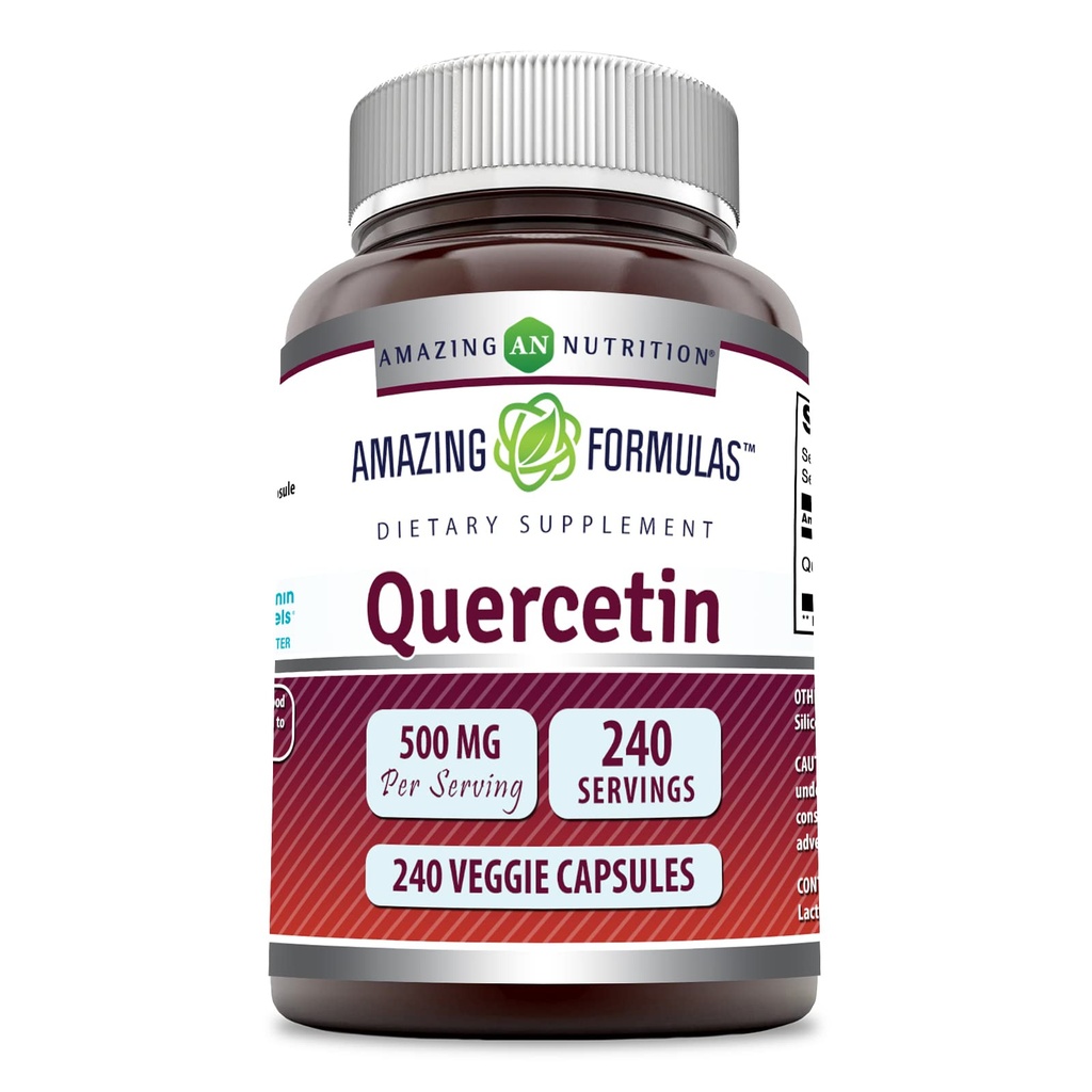 アメイジングフォーミュラ ケルセチン 500mg ベジギーカプセルサプリメント | 非GMO | グルテンフリー | 全身の健康と健康をサポート(240カウント)