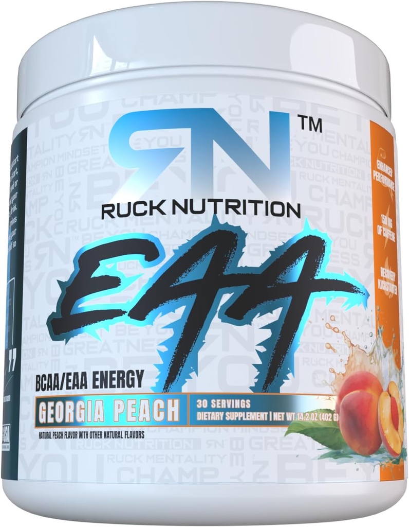 RUCK NUTRITION EAA | 水分補給・エネルギー・回復サプリメント | フルスペクトラム エッセンシャル アミノ アミノ酸 + BCAA(30 人前・ジョージア ピーチ)