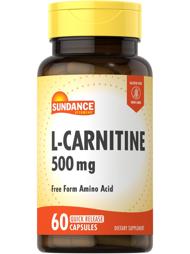 サンダンスL-カルニチンタルトレートサプリメント500mg | 60カプセル | 無料のフォームアミノ酸 | 非GMOとグルテンフリーの丸薬