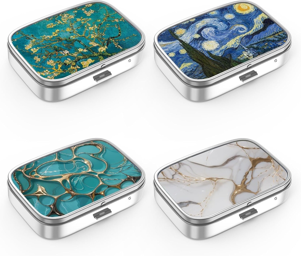 Pill Box 2 Compartment Small Pill Case,Portable for Pocket or Purse Pill Organizer Pill Container Holder to Hold Vitamins, Medication, Fish Oil and Supplements(4PCS)