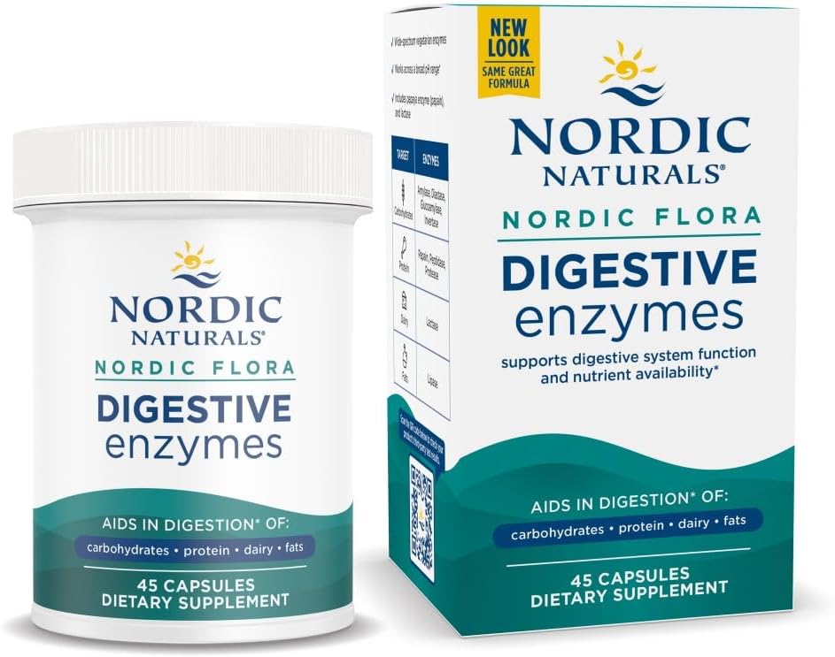 Nordic Naturals Nordic Flora 消化酵素 - 45 カプセル - 消化機能、最適化栄養素の可用性 - 非GMO - 45 サービング