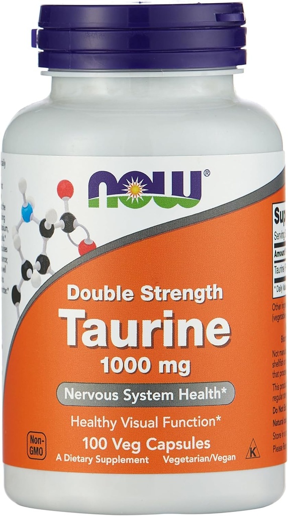 NOW Foods by Now Double Strength Taurine Nervous System Health 1000mg 100 Capsule