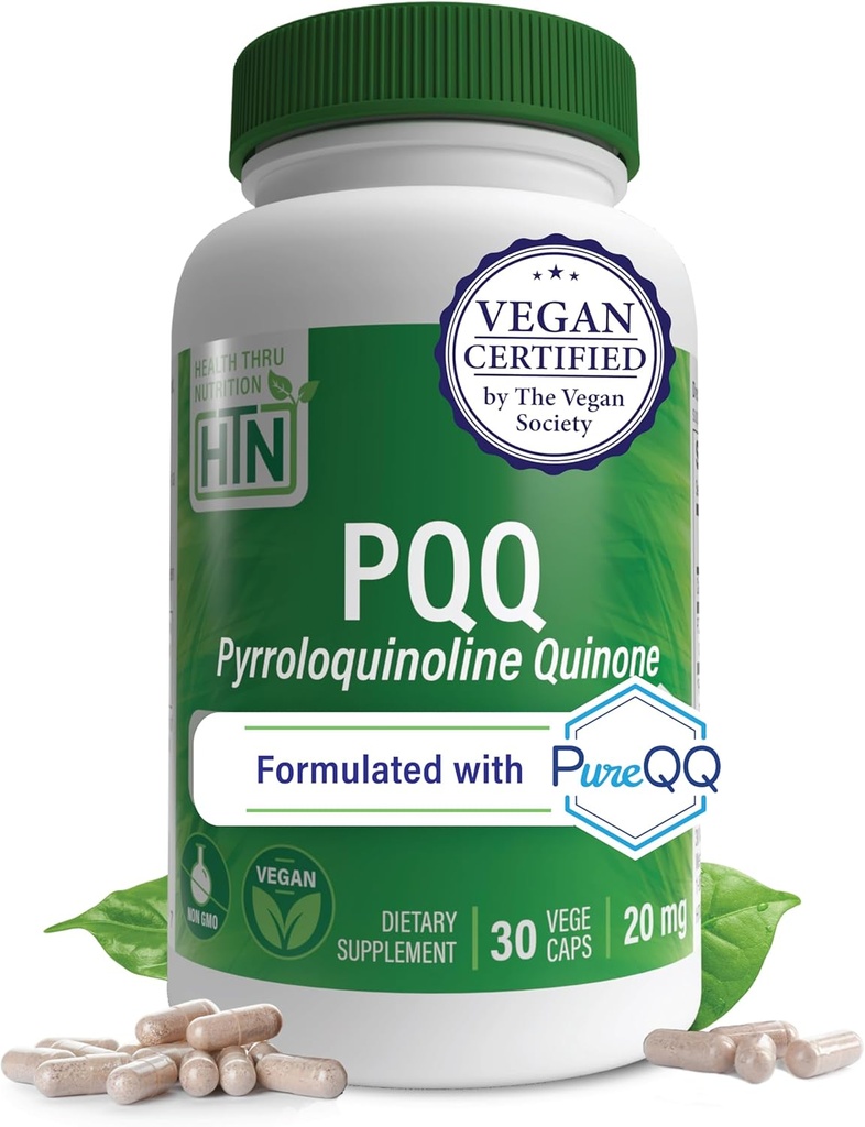 Health Thru Nutrition PQQ20mg 30はPyrroloquinoline QuinoneをPureQQとして提供 | Mitochondrial Biogenesisを促進します | 認定ビーガン | 非GMOグルテンフリーカプセル|クリーンラベルPQQ サプリメント