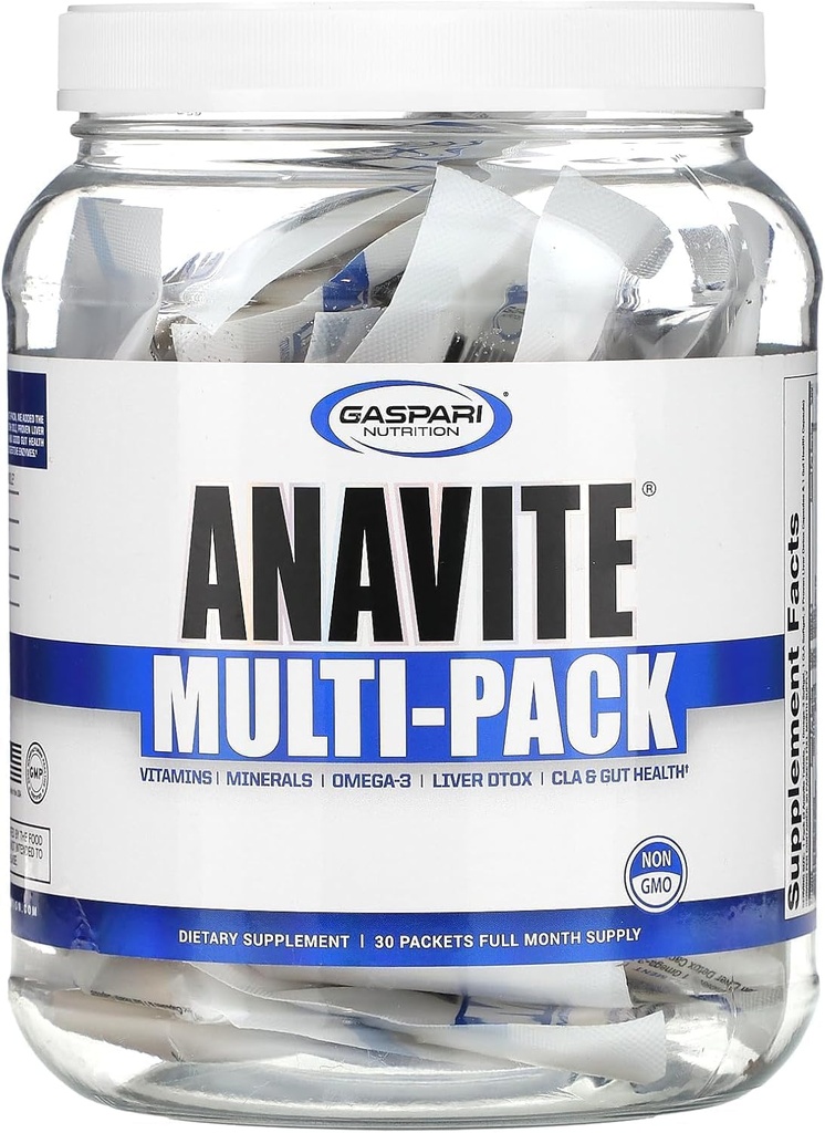 ガスパール栄養補助食品、フルスペクトラムマルチビタミンパック、Anavite Multivitamins、CLA、Omega 3s、Proven Gut、Proven Liver Detox、All in 1(30サービング、1マルチビタミンパック5)