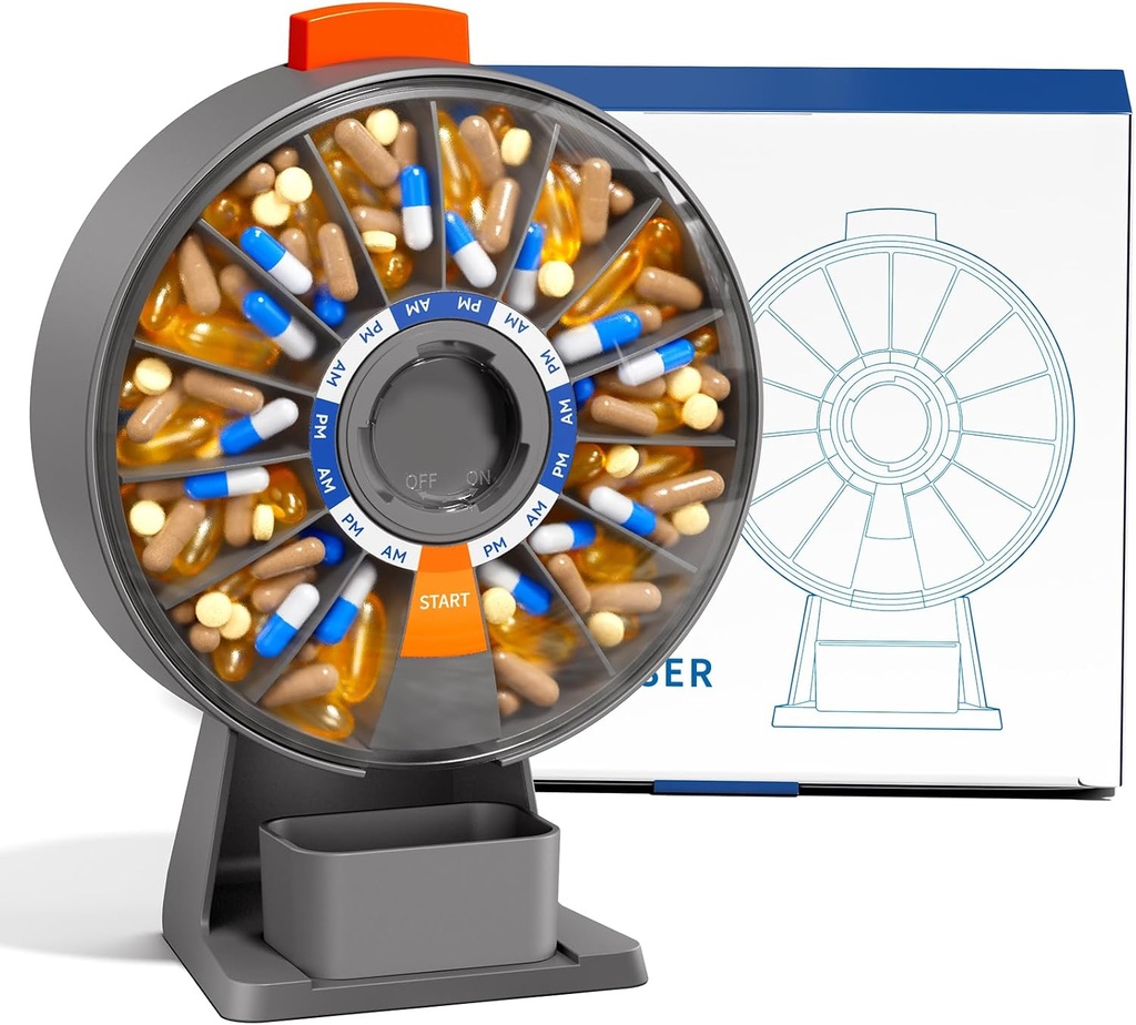 Odaroの大きい丸薬ディスペンサー、週刊の丸薬のオルガナイザー7日AM Pm/14日の丸薬箱、壁の台紙が付いている毎日の薬の丸薬のオーガナイザーかビタミン、補足、薬のための地位の使用 - 灰色