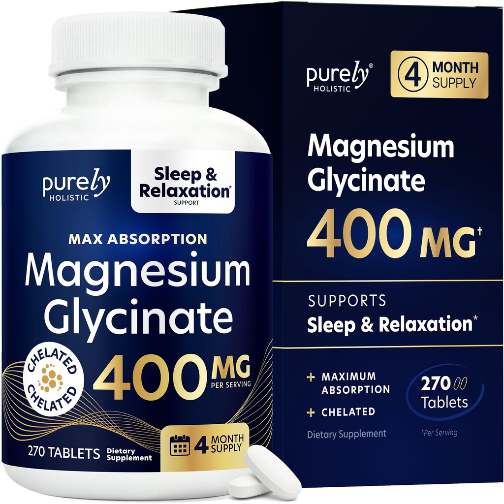マグネシウムのグリシナート400mg - 270のマグネシウムのタブレット(カプセルではない) - 400のmgの元素マグネシウム-非常にBioavailable - 完全菜食主義者およびベジタリアン-改善された睡眠のために、圧力救助及びクランプ防衛