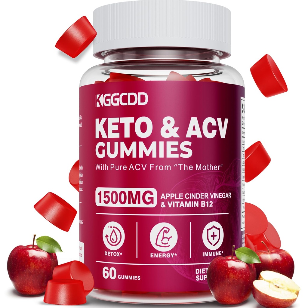 Keto ACV Gummiesの高度の減量、女性と男性のためのKeto Gummy Supplement、1500MG Apple Cider Vinegar&ビタミンB12、ビーガン&非GMO、デトックス&クレンジング、低炭水化物、60カウント