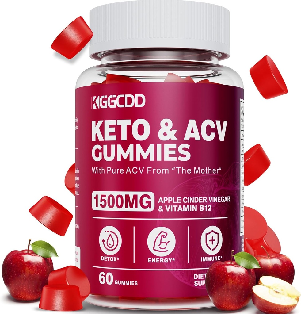 Keto ACV Gummiesの高度の重量- L0ss-、-女性のためのKetoのGummyの補足、1500MG AppleのサイダーのVinegar及びビタミンB12、ビーガン及び非GMOのデトックス及び洗剤、低いCarb、60の計算