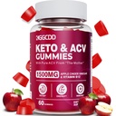 Keto ACV Gummiesの高度の減量、女性と男性のためのKeto Gummy Supplement、1500MG Apple Cider Vinegar&ビタミンB12、ビーガン&非GMO、デトックス&クレンジング、低炭水化物、60カウント