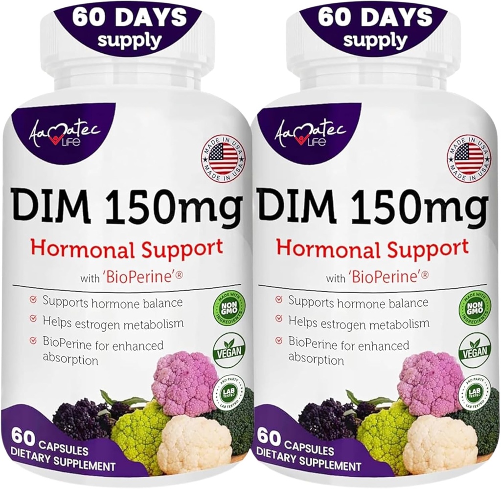 女性のDIMコンプレックス150mg - メノポーズ&ホットフラッシュ救済サポートホルモンアクネ強力なサプリメント - 60カプセル - アメリカ製