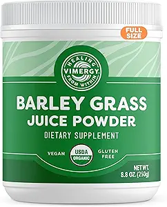 Vimergy Barleyの草ジュースの粉の食事療法の補足 - サービングごとの0.8g (312のサービング) - きれいなスーパーフードの方式–心循環の健康を促進して下さい* – 有機性、ビーガン及びグルテンフリー–普通サイズ250g