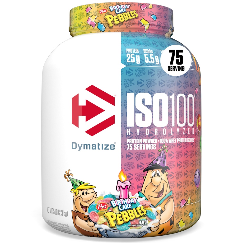 Dymatize ISO100の乳白色蛋白質の粉の隔離剤、誕生日のケーキ、蛋白質の25g、5ポンド、5.5g BCAAsのより少し120 Cal。、グルテンフリー、1g脂肪、1g砂糖、2gカラブ(75のサービング)