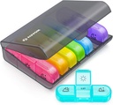 AUVONウィークリーピルオーガナイザー3日、大7日ピルボックス3日分別コンテナ、薬用ポータブルピルケース、ビタミン、魚油、サプリメント