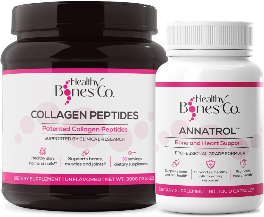Annatrol Bone サポート & FORTIBONE コラーゲンペプチド w/FORTIGEL, VERISOL - 完全な骨, 関節, 皮膚, 髪, ネイル & メタボリック サポート | 1 ヶ月の供給 (Tub, 390g)