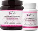 Annatrol Bone サポート & FORTIBONE コラーゲンペプチド w/FORTIGEL, VERISOL - 完全な骨, 関節, 皮膚, 髪, ネイル & メタボリック サポート | 1 ヶ月の供給 (Tub, 390g)