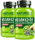 NATURELOのビタミンD3 K2 - 植物とビーガンK2 + D3はLichenからD3を基づかせていました - 免疫システムのための自然なD3の補足、骨サポート、心の健康 - 全食品 - 非GMO -グルテンフリー、60カプセル(パッケージ2)