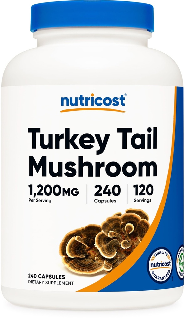 ヌトリコストトルコテールマッシュルームカプセル1200mg、120サービング(240カプセル) - グルテンフリー、非GMO、ベジタリアンフレンドリー