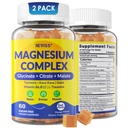 マグネシウムコンプレックスグミー400mg、マグニシムグリシリンクエン酸塩マレート+ターメリック、GABA、B6 B12、カバカバ、睡眠のためのL-テアニン、カルム、リラックス、エネルギー、女性男性のためのマグネシウムグミー、ビーガン、2パック
