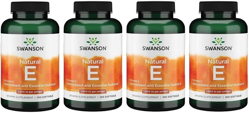 スワンソンビタミンE - 心血管の健康を促進する天然ビタミンサプリメント - エッセンシャルDアルファトコフェロールを提供する天然式 - (100ソフトジェル、1000 IUそれぞれ)(4パック)