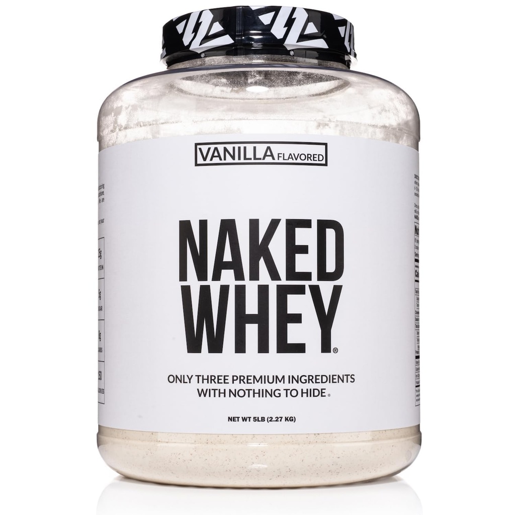 NAKEDバニラウィープロテインパウダー - すべての天然草フェッドウィープロテインパウダー、バニラフレーバー、有機ココナッツシュガー、5Lbバルク、GMOフリー、大豆フリー、グルテンフリー - 61サービング