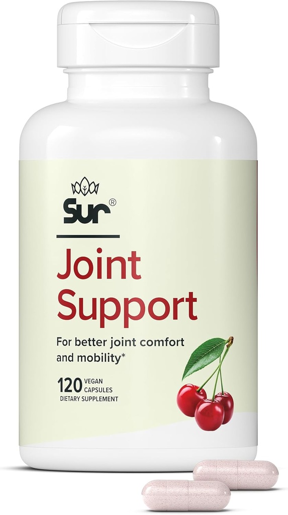 Sur Joint Support FruiteX-B Tart Cherry Capsules - Vegan Fast-Acting Relief for Better Joint Comfort and Mobility - Whole Tart Cherry and Calcium Fructoborate, Muscle Recovery (120 Capsules)