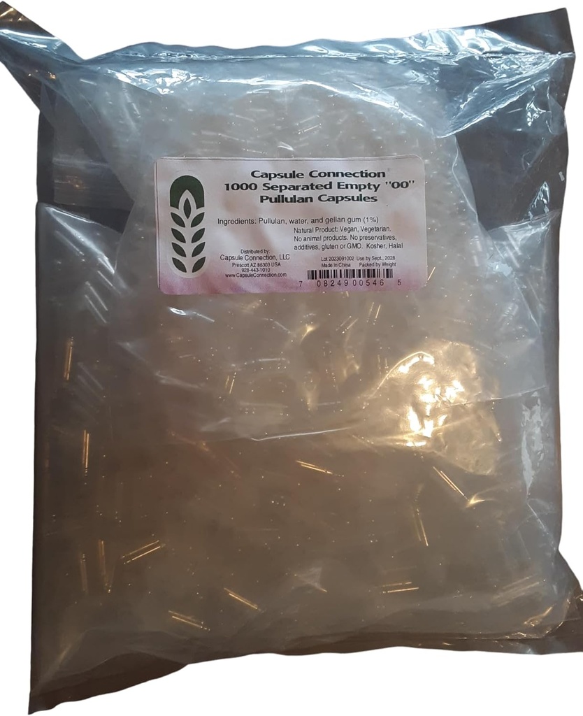 カプセル接続は、空のプルーンカプセルを分離しました, 00" サイズ, ビーガン&ベジタリアン (1000)