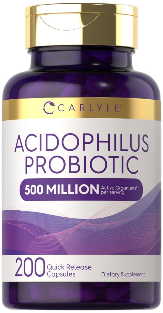 女性・男性向けカレルアキドフィロスプロバイオティックカプセル | 500,000,000 CFU | 200Pills | Lactobacillus Supplement | 非GMOとグルテンフリー