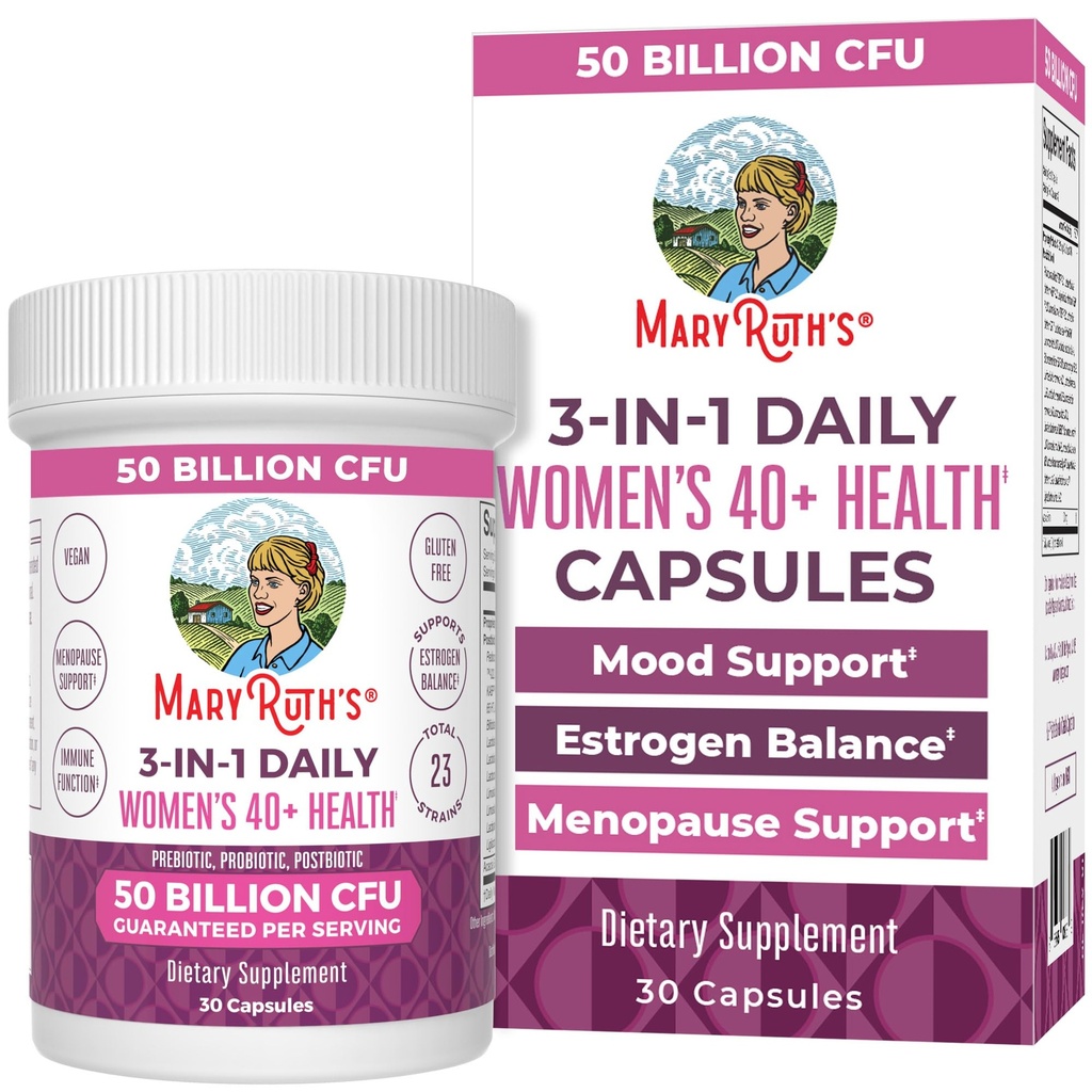 MaryRuth Organics 3-in-1 Daily Health 40+ Probiotics for Women | 臨床検査 | エストロゲンサプリメント | 50 Billion CFU | アレルギー対応 | 30カラット