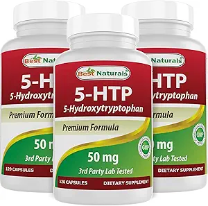 ベストナチュラルズ5-HTP 50mg 120カプセル、5 HTPカプセルはリラックスと休息をサポートします(360カウント)