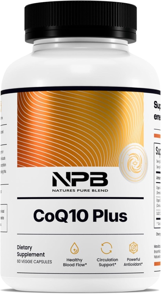 Nature's Pure Blend CoQ10 Plus - ArjunaとShankhpushpi - 循環、血流とエネルギーのためのCoQ10 Ubiquinol - 免疫システムのためのCoenzyme Q10サプリメント - 60カプセル