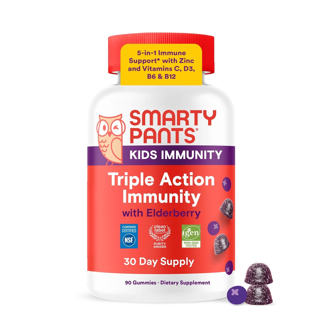 SmartyPantsは免疫のElderberryのグミをからかいます:子供の免疫サポート補足、ビタミンC、ビタミンD、ビタミンB6及びB12および亜鉛、グルテンフリーのGluten、Elderberryの味、60の計算(30の日の供給)